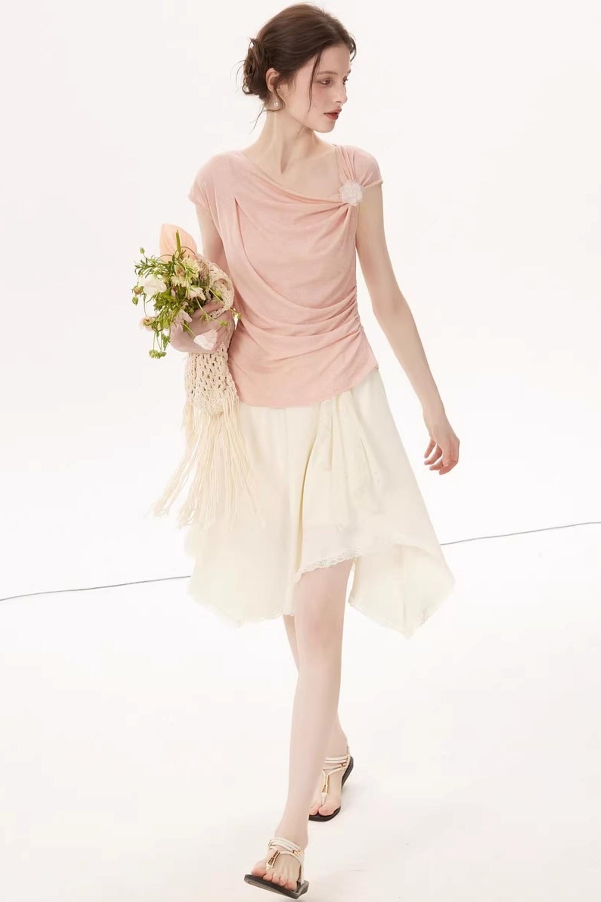 High-Elasticity Draped Knit Top