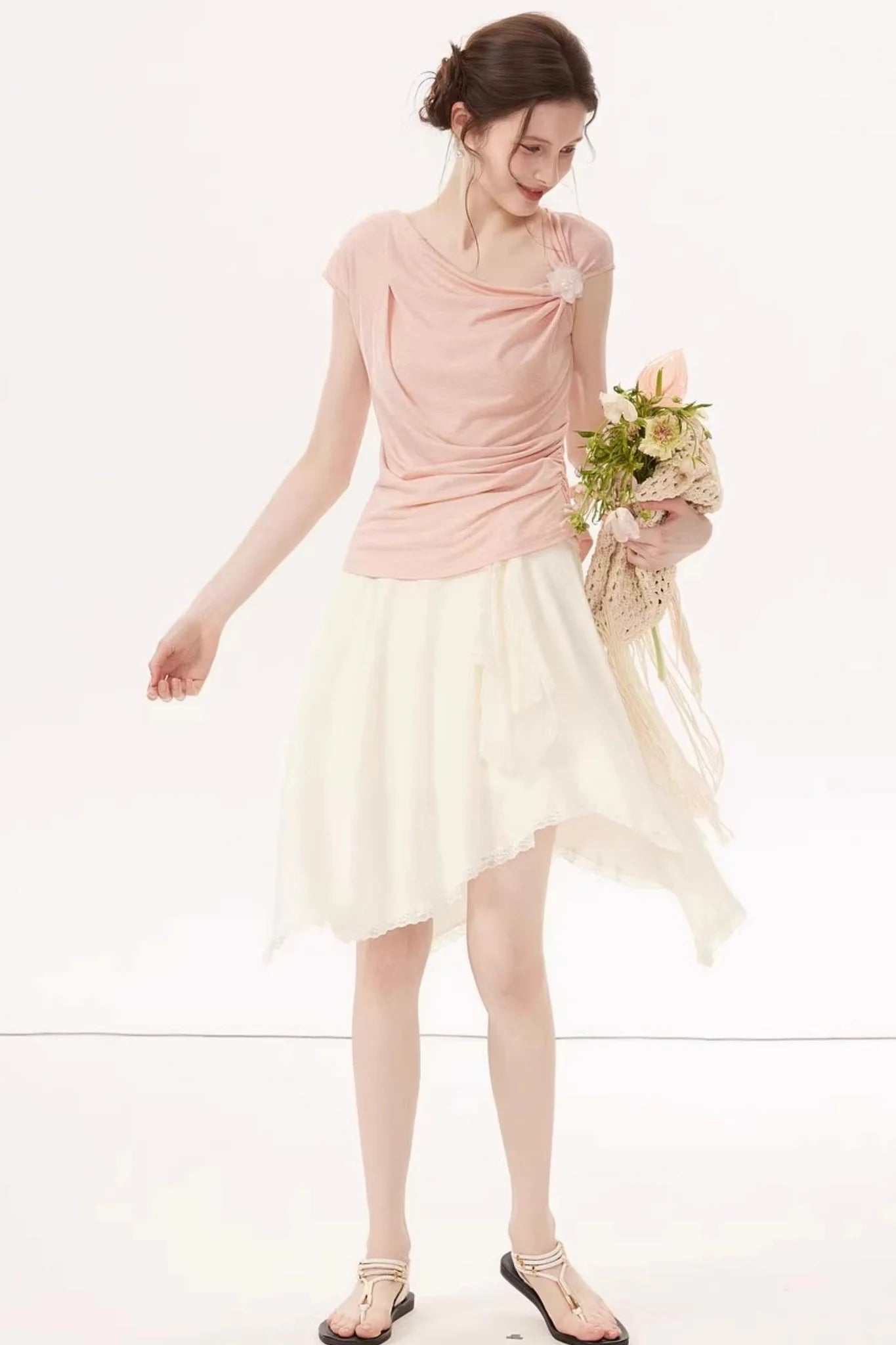 High-Elasticity Draped Knit Top