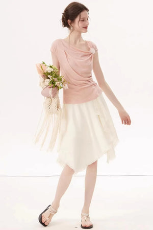 High-Elasticity Draped Knit Top
