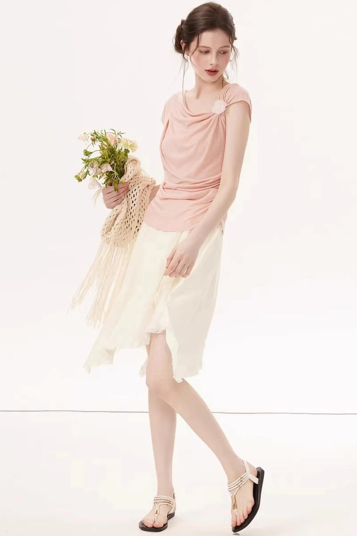 High-Elasticity Draped Knit Top