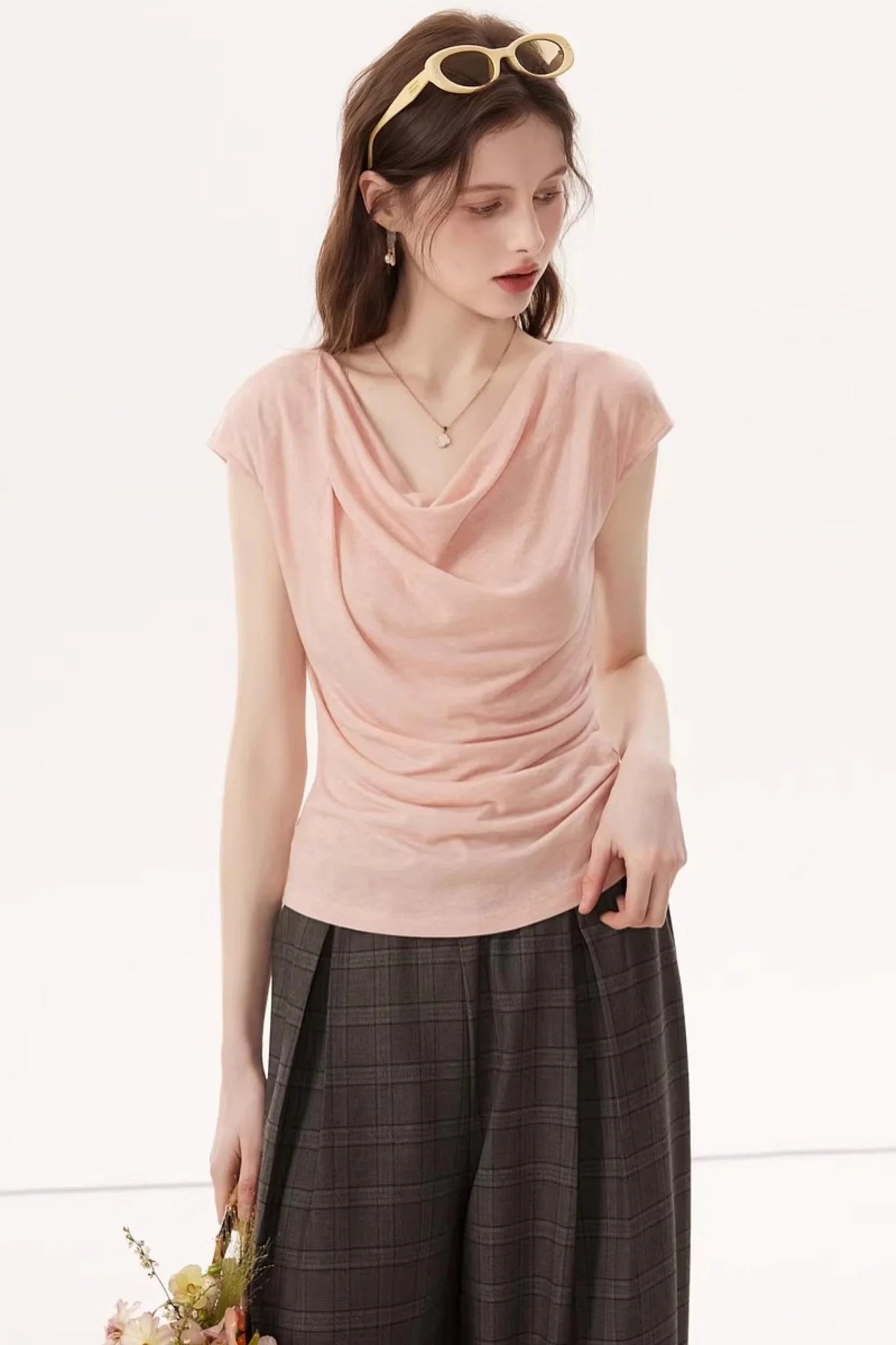 High-Elasticity Draped Knit Top
