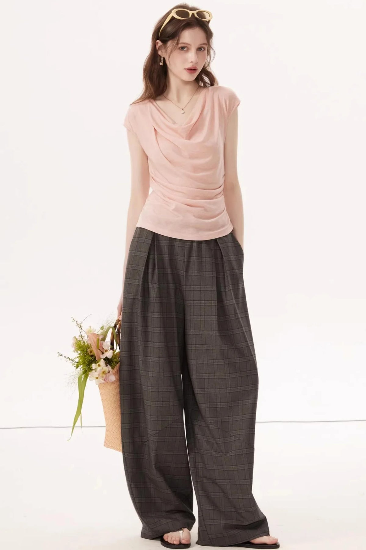 High-Elasticity Draped Knit Top