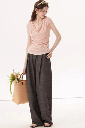 High-Elasticity Draped Knit Top