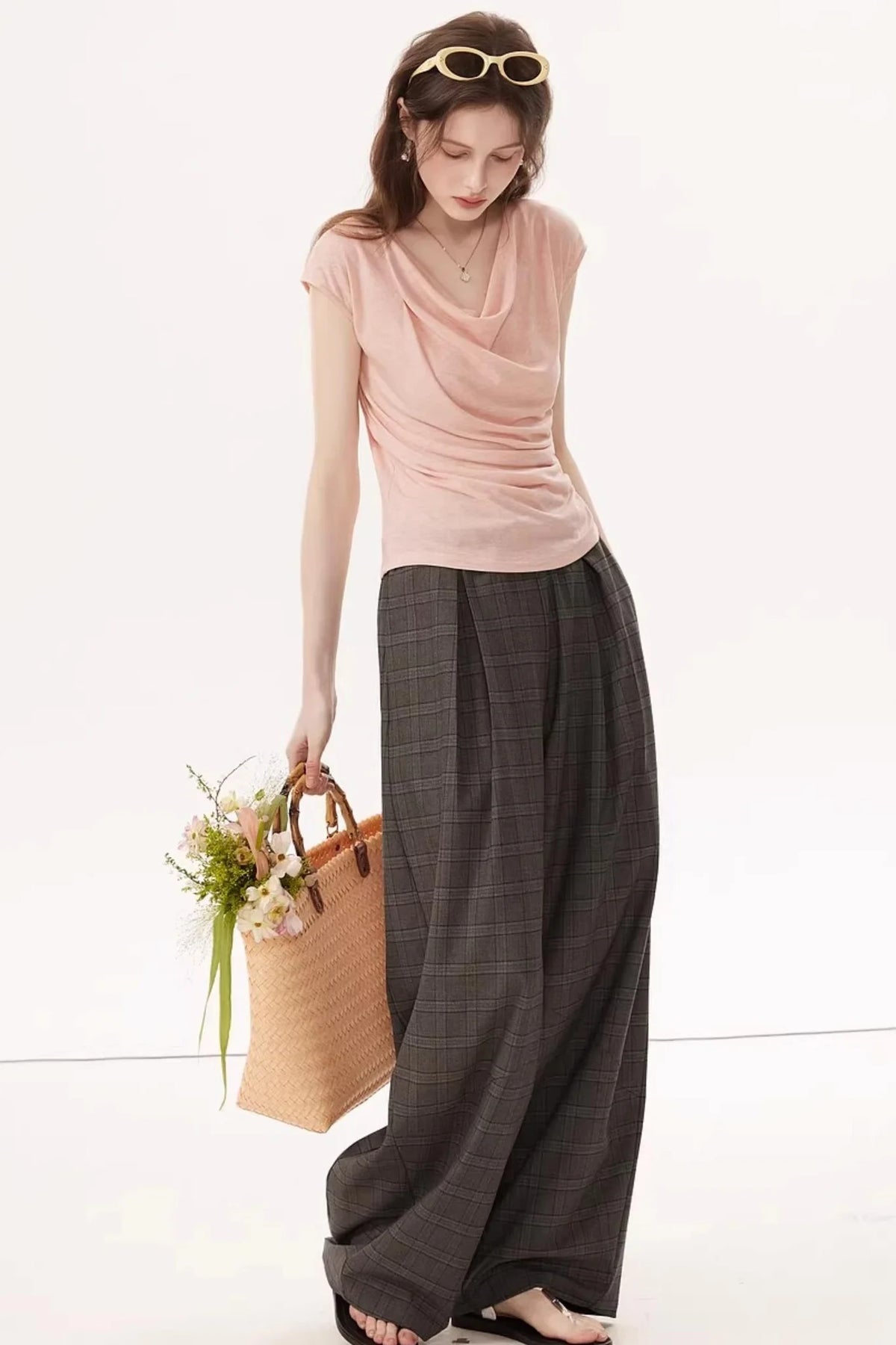 High-Elasticity Draped Knit Top