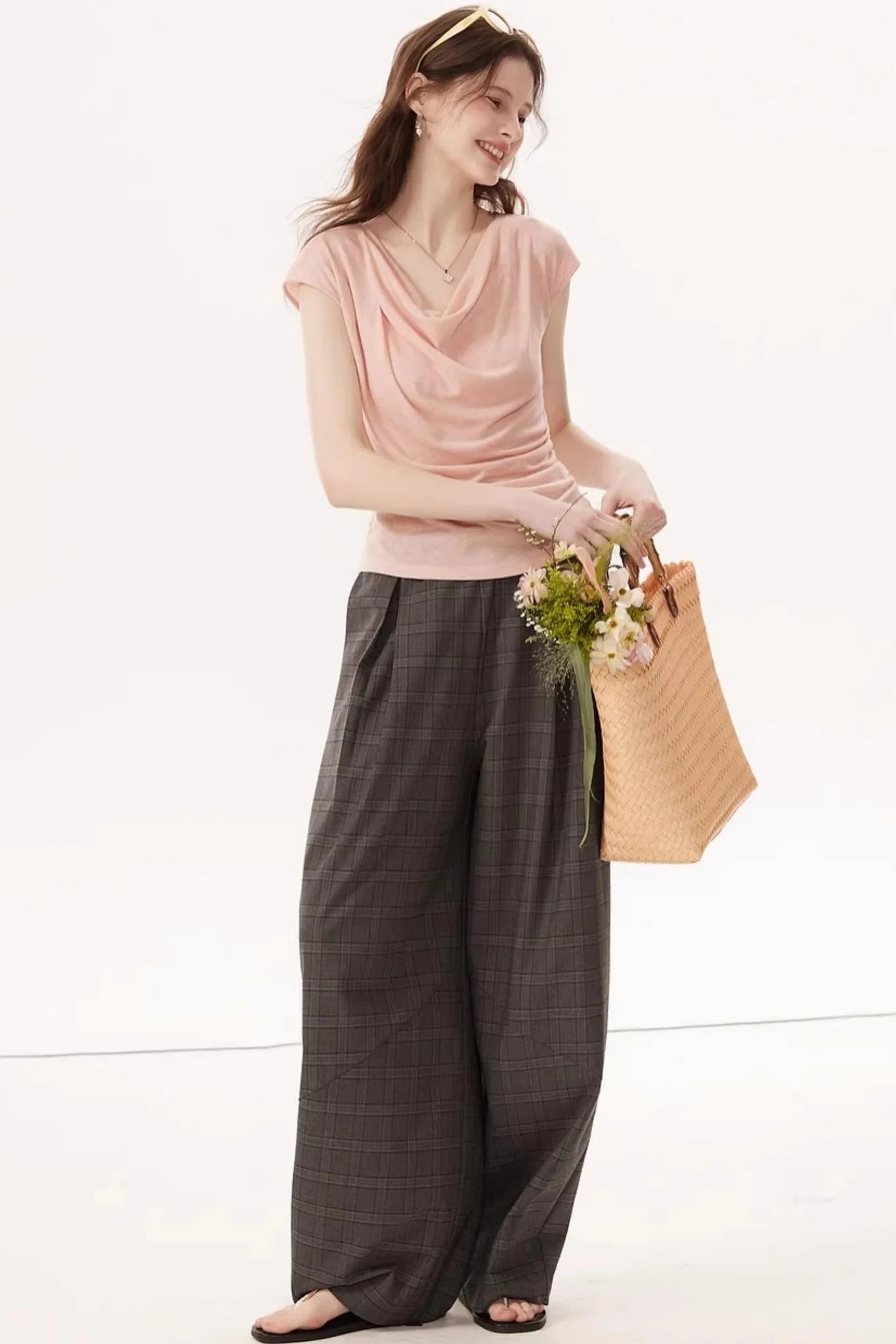 High-Elasticity Draped Knit Top
