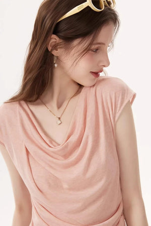 High-Elasticity Draped Knit Top