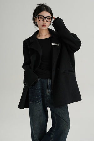 High-End Black Wool Tweed Jacket