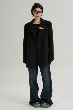 High-End Black Wool Tweed Jacket