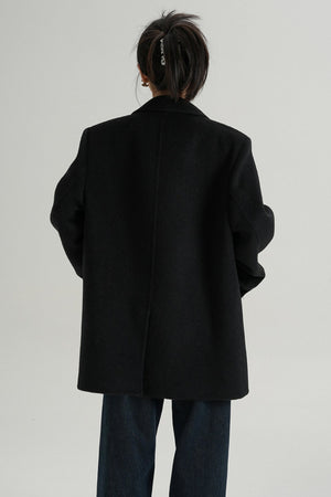 High-End Black Wool Tweed Jacket