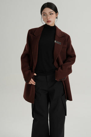 High-End Black Wool Tweed Jacket