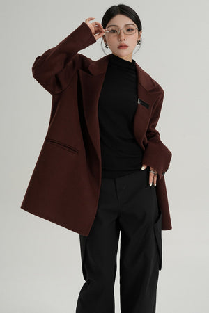 High-End Black Wool Tweed Jacket
