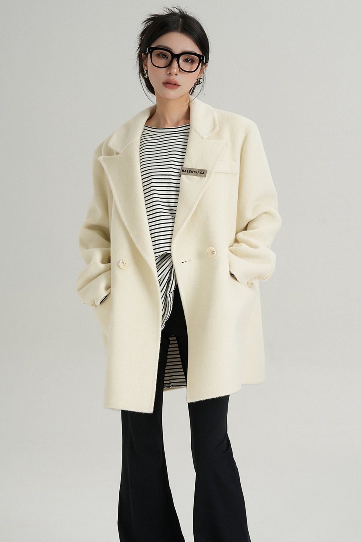 High-End Black Wool Tweed Jacket