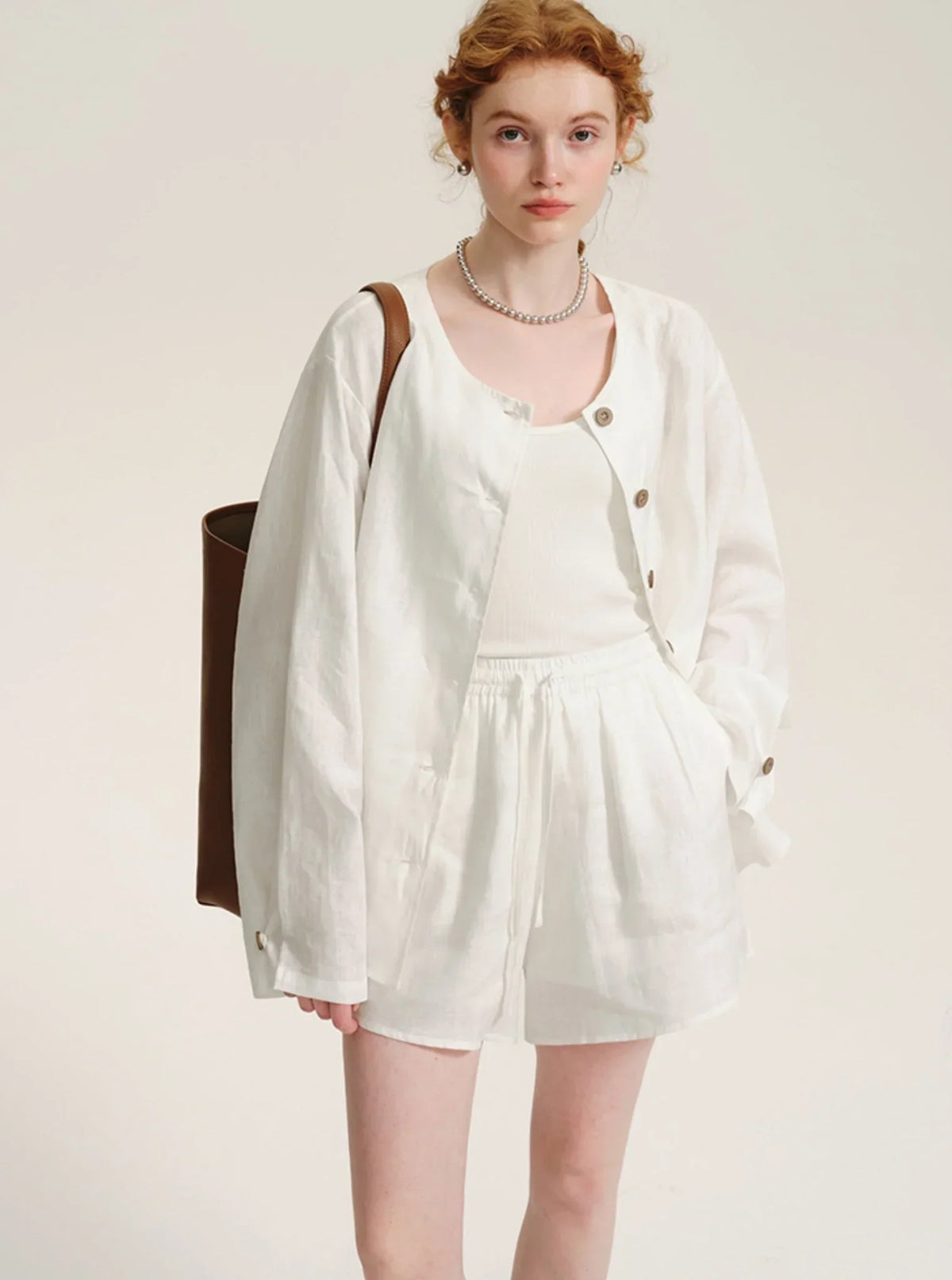 High-End Ramie Sunscreen Shirt Set