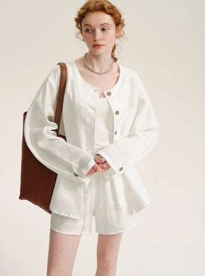 High-End Ramie Sunscreen Shirt Set
