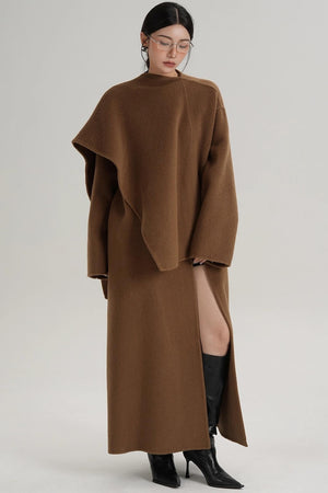 High-End Shawl Collar Wool Long Coat