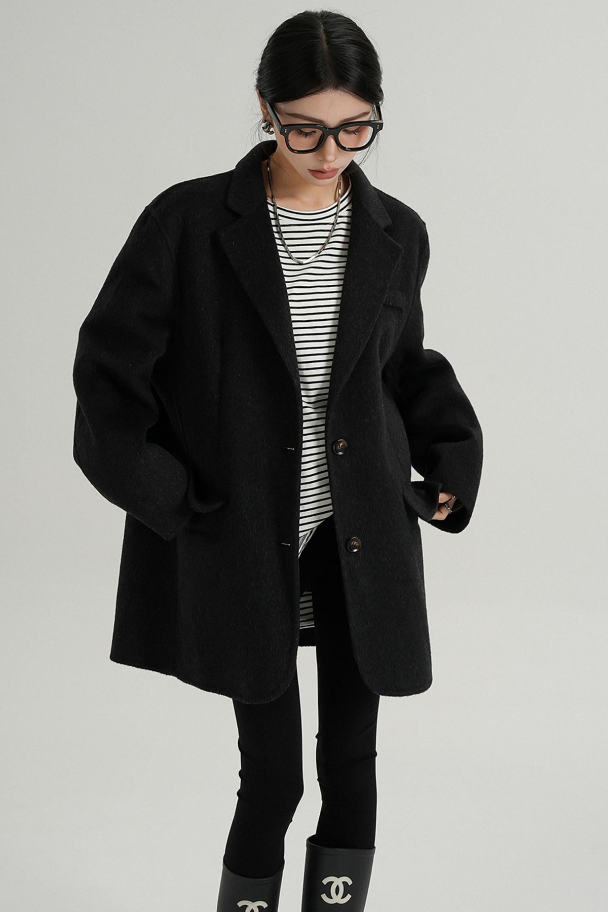 High-End Wool Tweed Suit Jacket