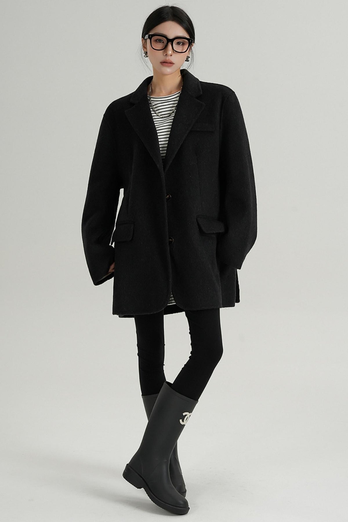High-End Wool Tweed Suit Jacket