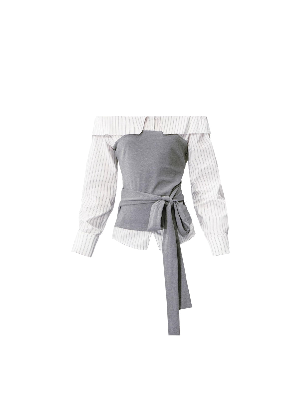 High-Intelligence Patchwork One-Shoulder Top Set-Up