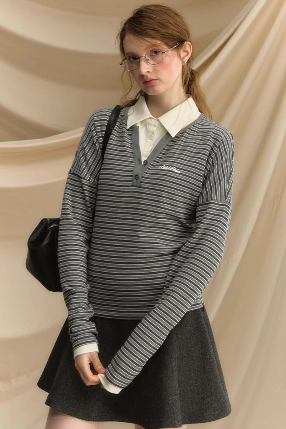 High-Intelligence Striped Long-Sleeved T-Shirt