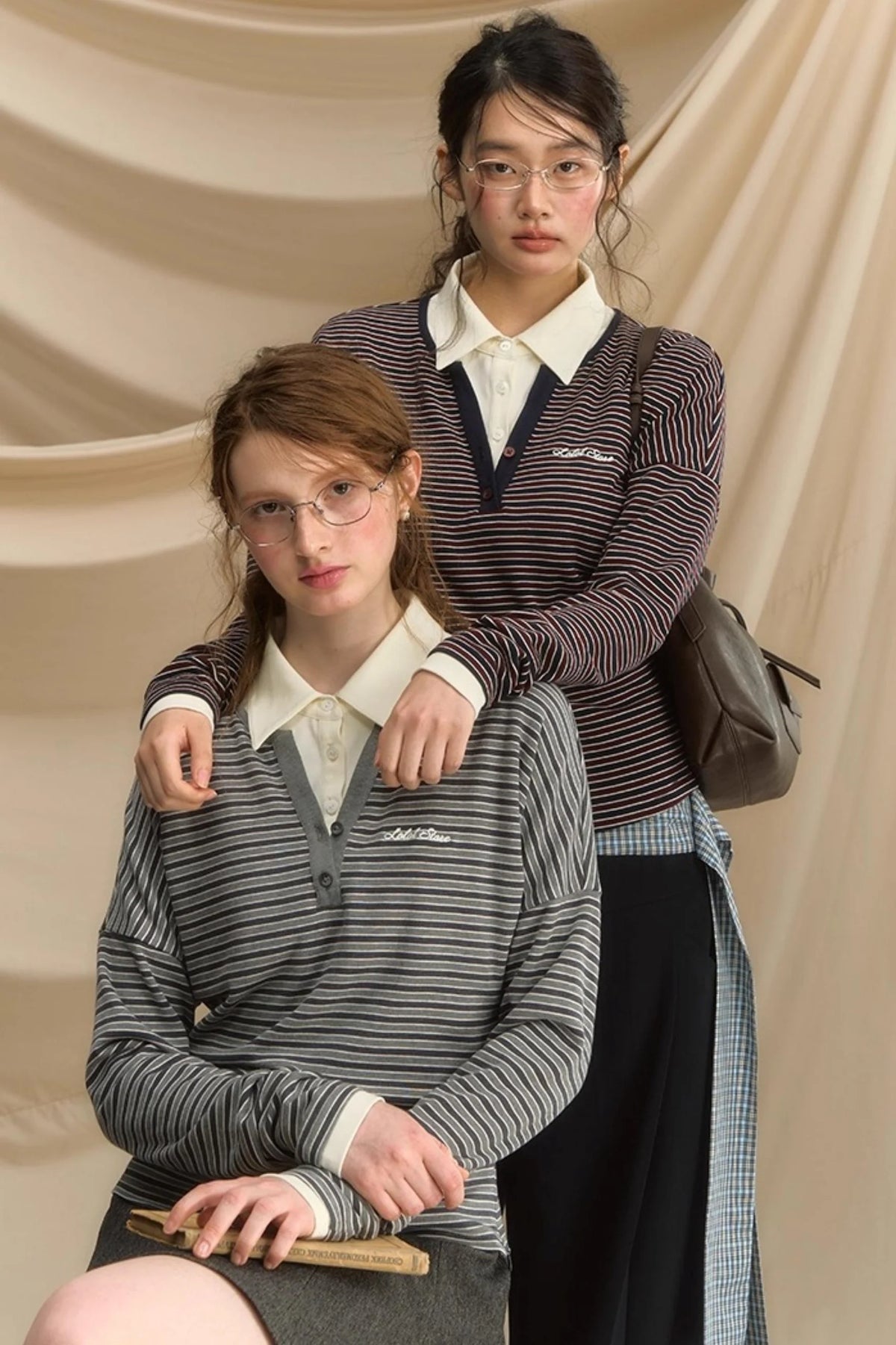 High-Intelligence Striped Long-Sleeved T-Shirt