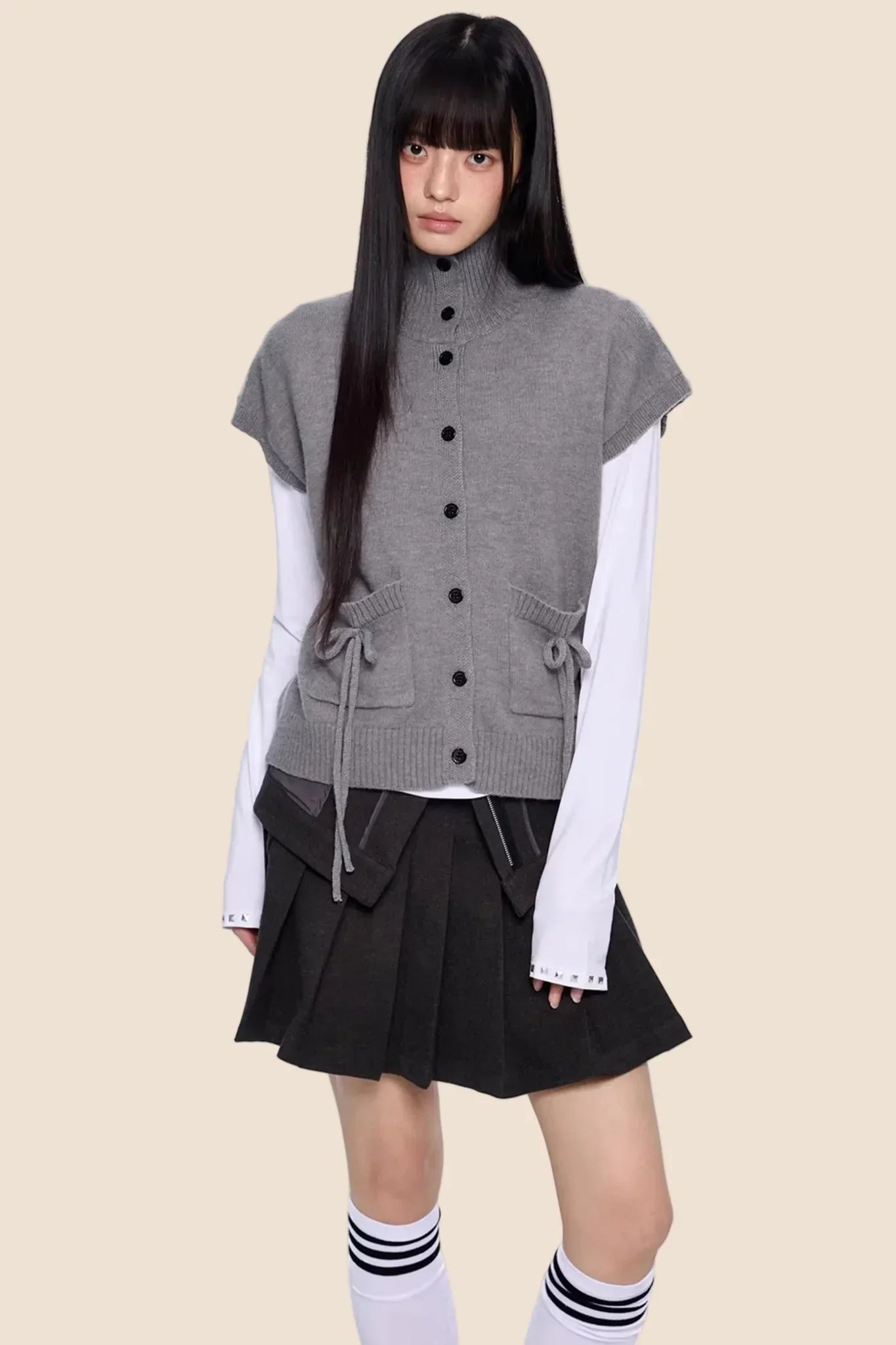 High-Intelligence Wool Knit Cardigan