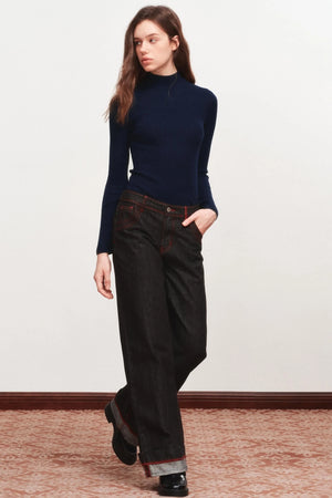 High Neck Knitted Sweater Top