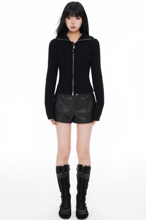 High Neck Slim Sweater Jacket