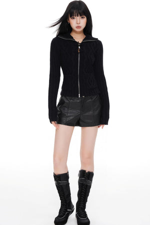 High Neck Slim Sweater Jacket