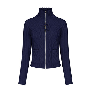 High Neck Slim Sweater Jacket