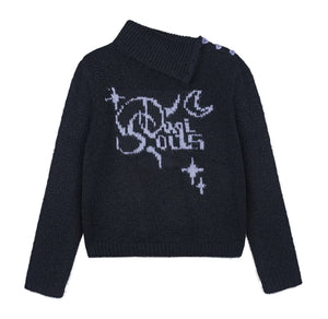 High-Necked Jacquard Sweater