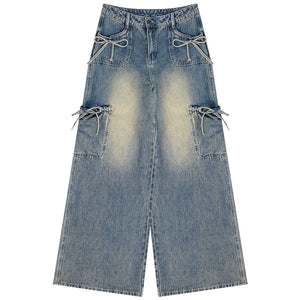 High-Waist Cargo Wide Pants