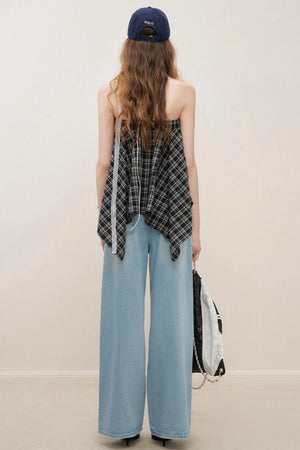 High-Waist Denim Trousers