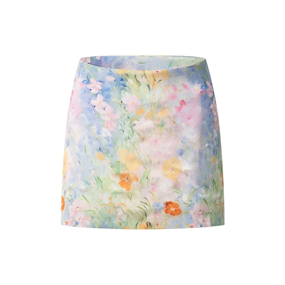 High-Waist Floral A-Line Skirt