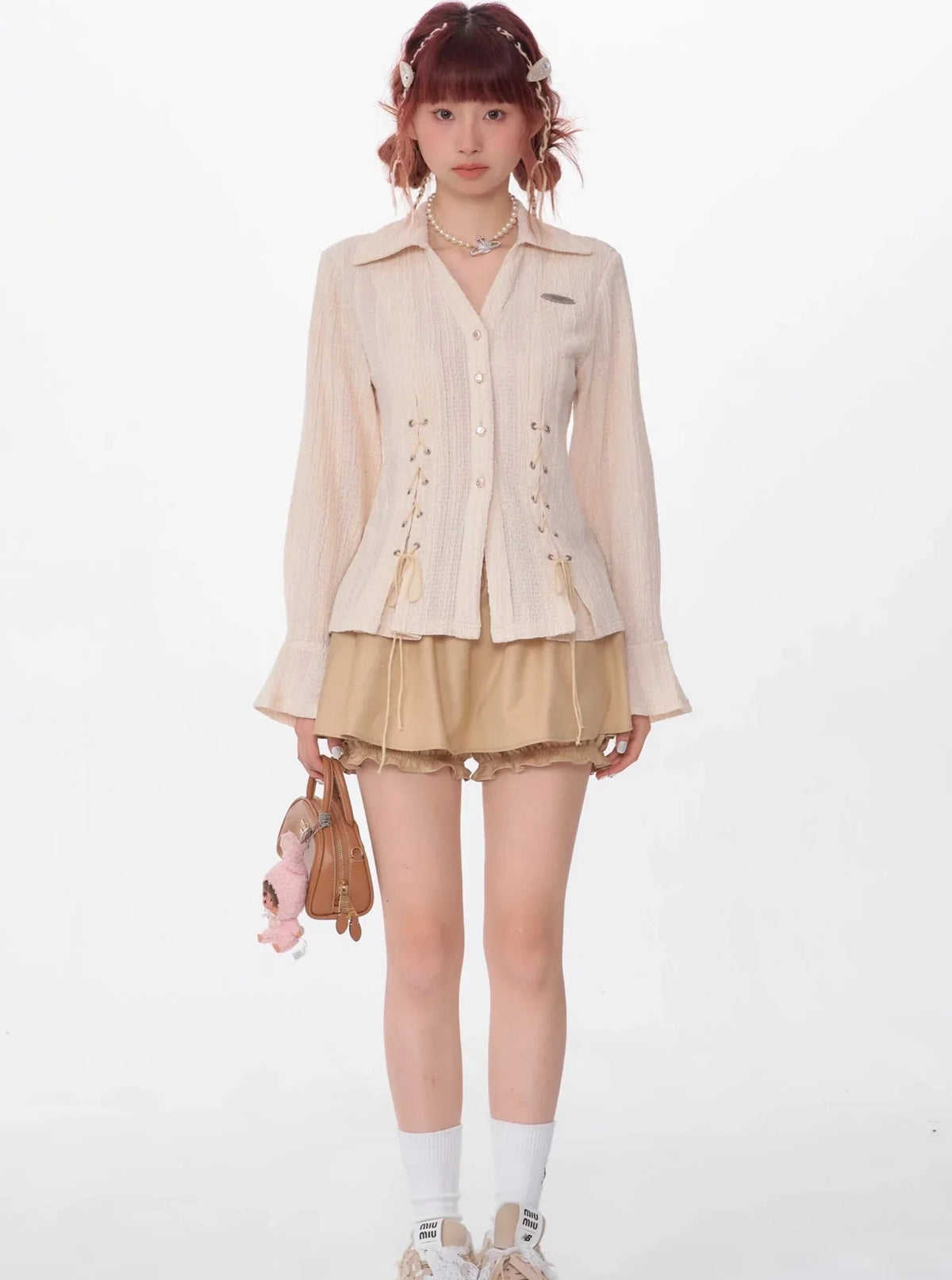 High-Waist Fungus A-Line Skirt Shorts