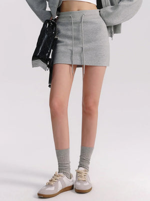 High Waist Gray A-Line Skirt