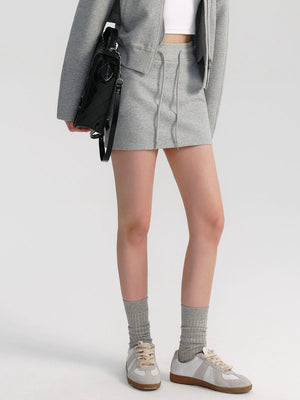 High Waist Gray A-Line Skirt