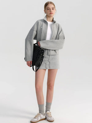 High Waist Gray A-Line Skirt