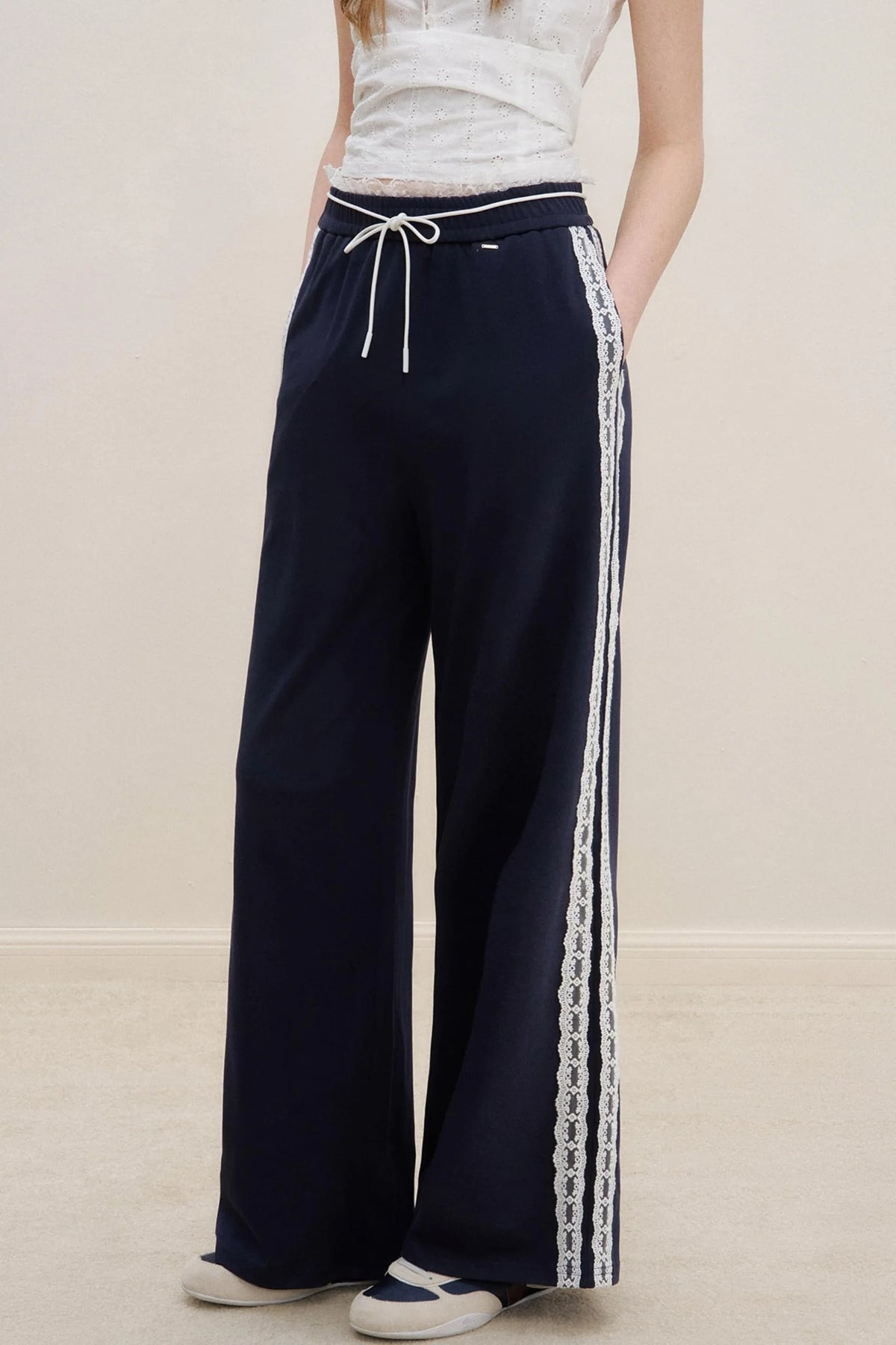 High-Waist Lace Wide-Leg Pants