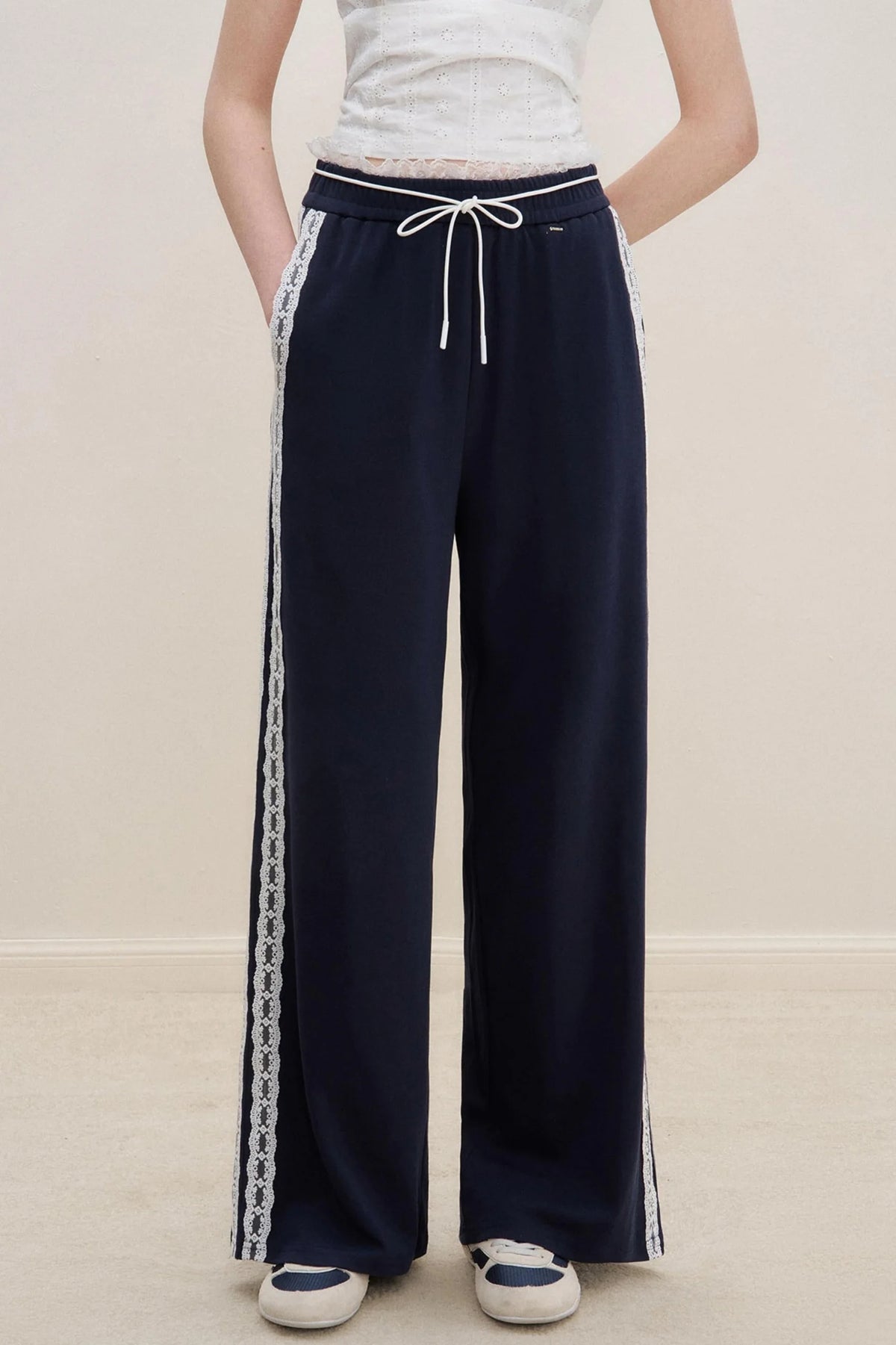High-Waist Lace Wide-Leg Pants
