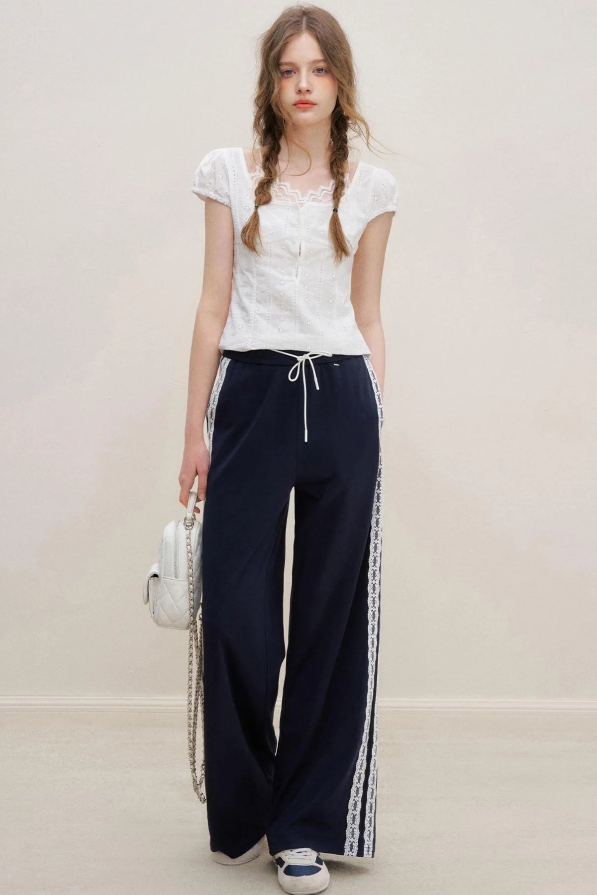 High-Waist Lace Wide-Leg Pants