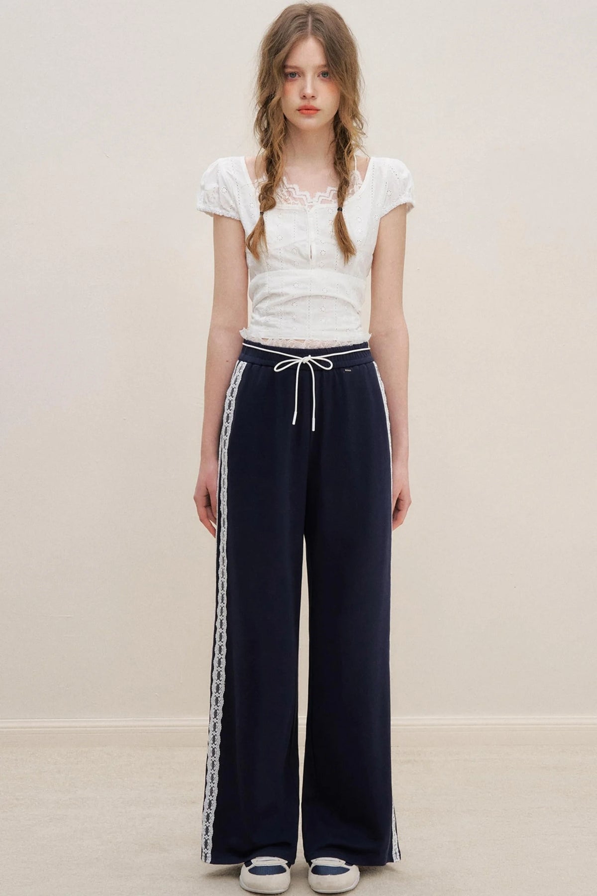 High-Waist Lace Wide-Leg Pants