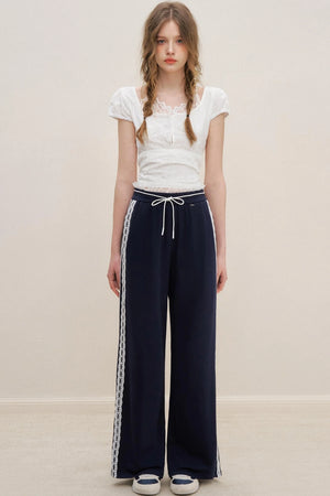 High-Waist Lace Wide-Leg Pants