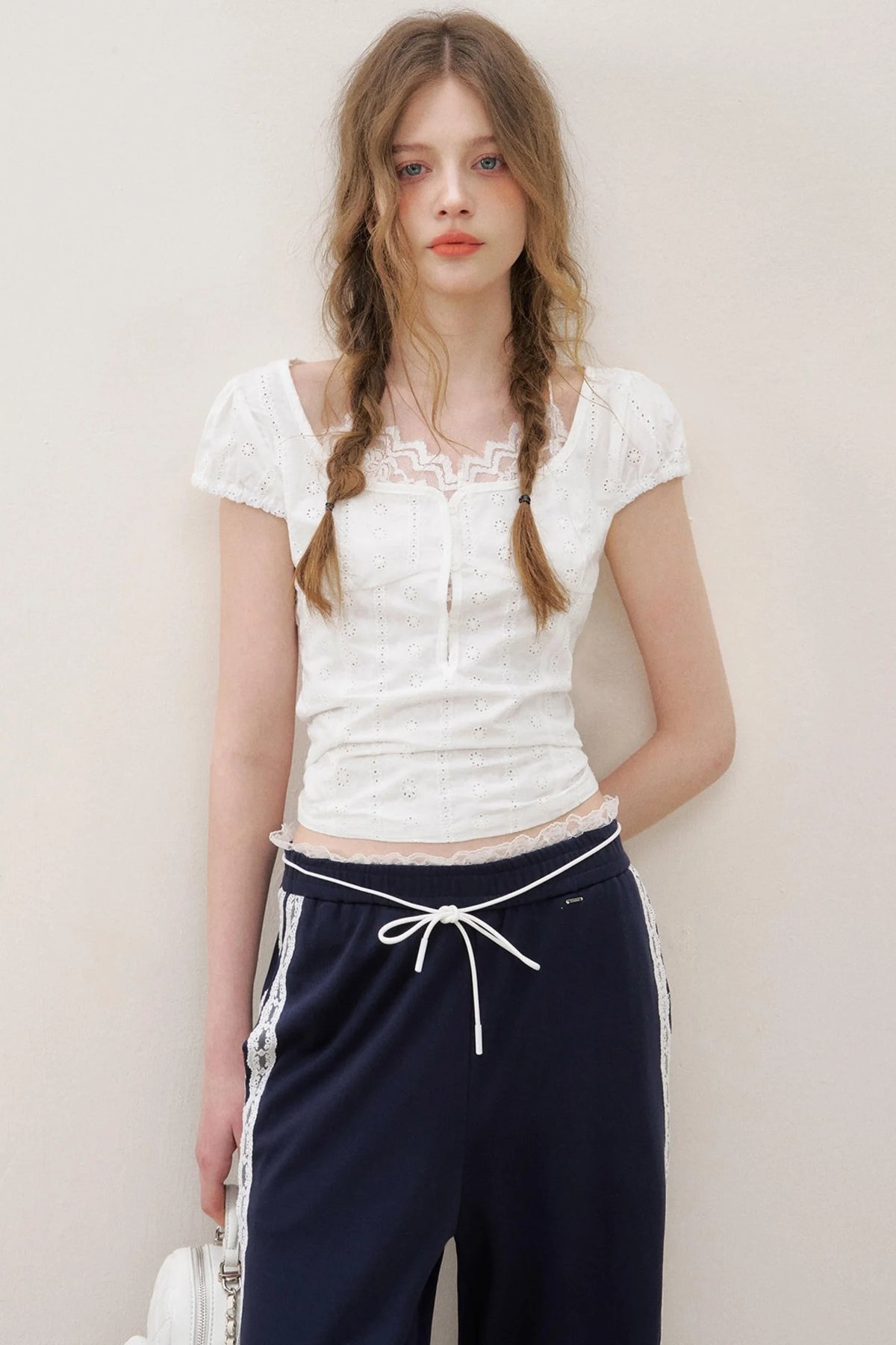 High-Waist Lace Wide-Leg Pants