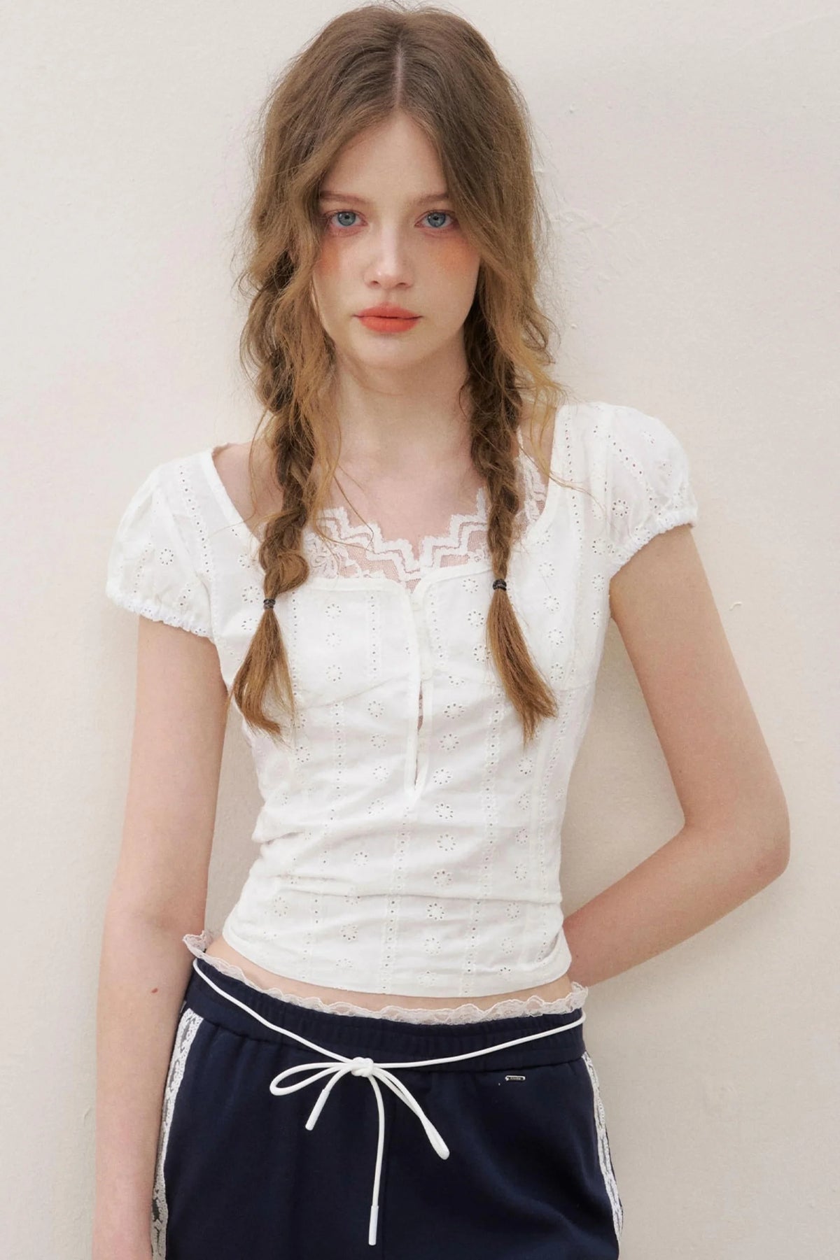 High-Waist Lace Wide-Leg Pants