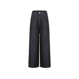 High Waist Split Straight Jeans