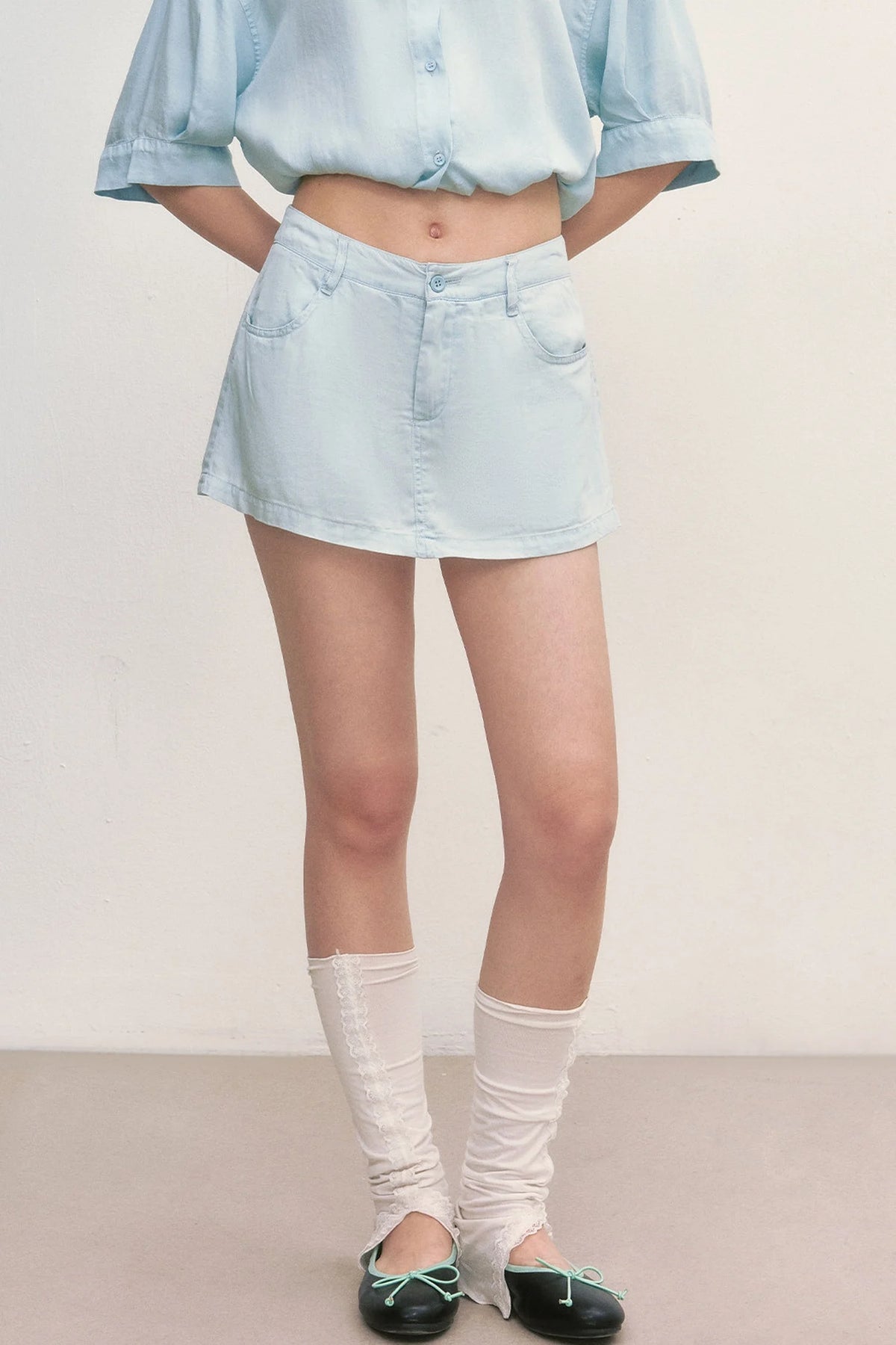 High-Waisted A-Line Lyocell Mini Skirt