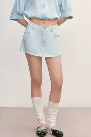 High-Waisted A-Line Lyocell Mini Skirt