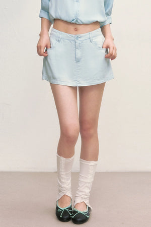 High-Waisted A-Line Lyocell Mini Skirt