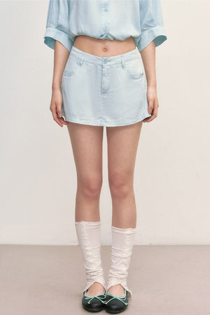 High-Waisted A-Line Lyocell Mini Skirt