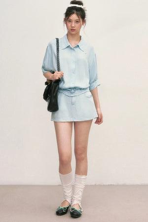 High-Waisted A-Line Lyocell Mini Skirt